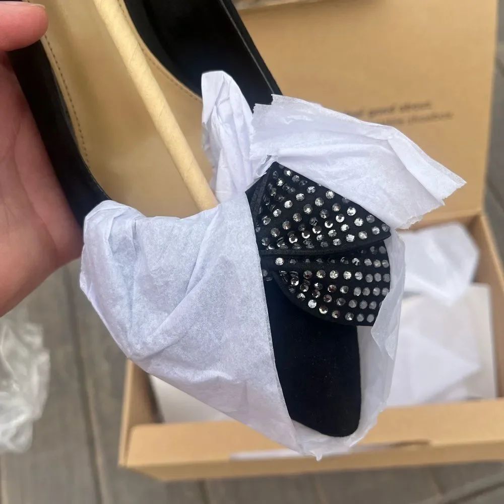 J Crew Rhinestone Bow Heels NIB - Picture 6 of 7